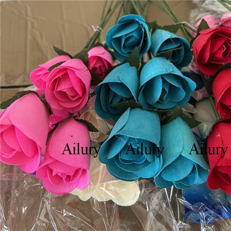 Florist Supply Shop - 家のためのエレガントな花の木製のバラのスパイク,さまざまな色のスパイク,小さな贈り物,パーティー用品,3.5cm,96個