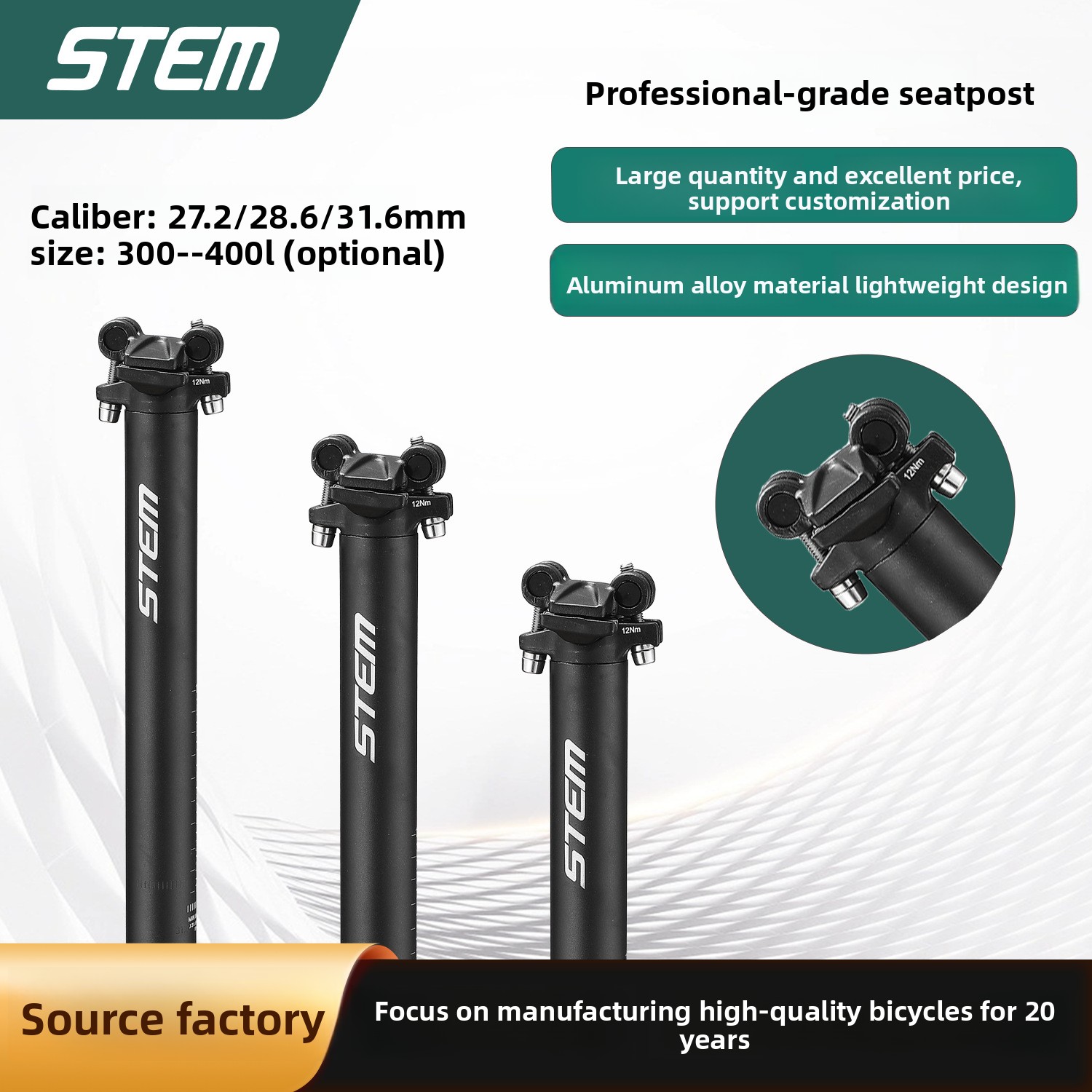 Stem Extender Tube - STEM マウンテンバイクシートバー アルミシートチューブ 鍛造サイクリングシートバー 延長サドルアクセサリー 自転車