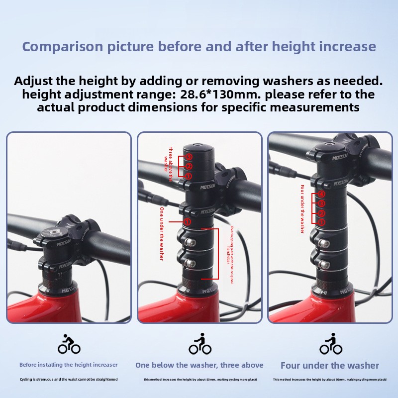 アルミ合金製ハンドルバー高さ増加装置、フロントフォークヘッド - Stem Extender Tube のレビューと価格