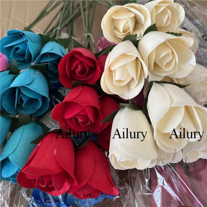 家のためのエレガントな花の木製のバラのスパイク,さまざまな色 - Florist Supply Shop のレビューと価格